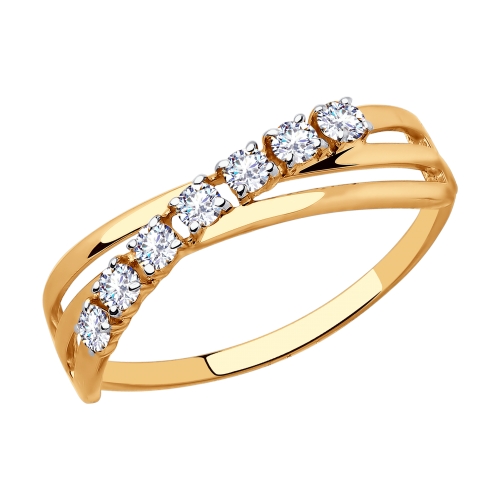 Кольцо, золото, фианит, 018057